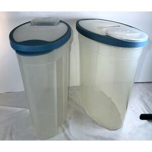2-Vtg Rubbermaid Servin Saver Cereal Storage Container 1.5 Gal. BLUE EZ Lid 556P
